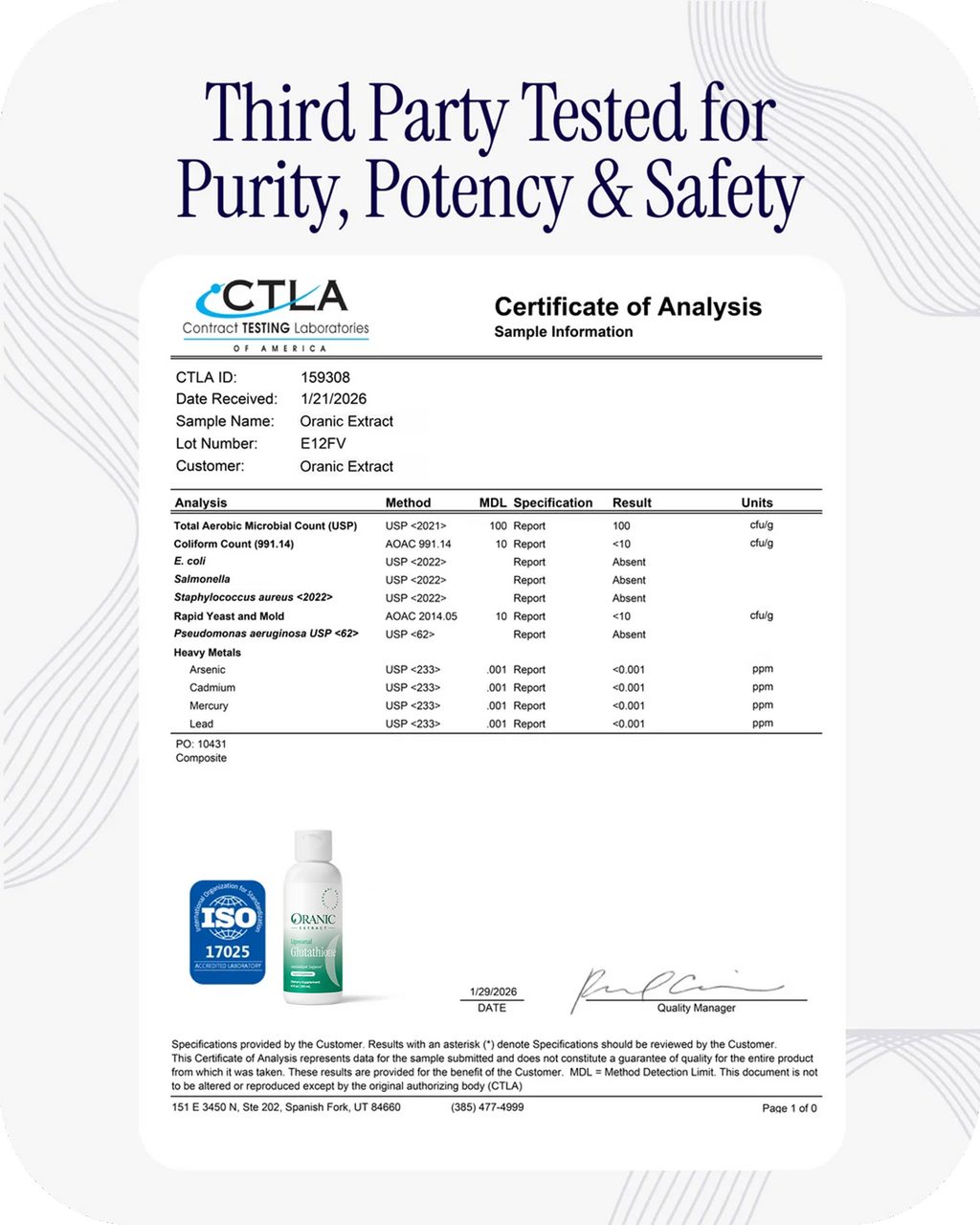 Oranic Extract Liposomal Glutathione