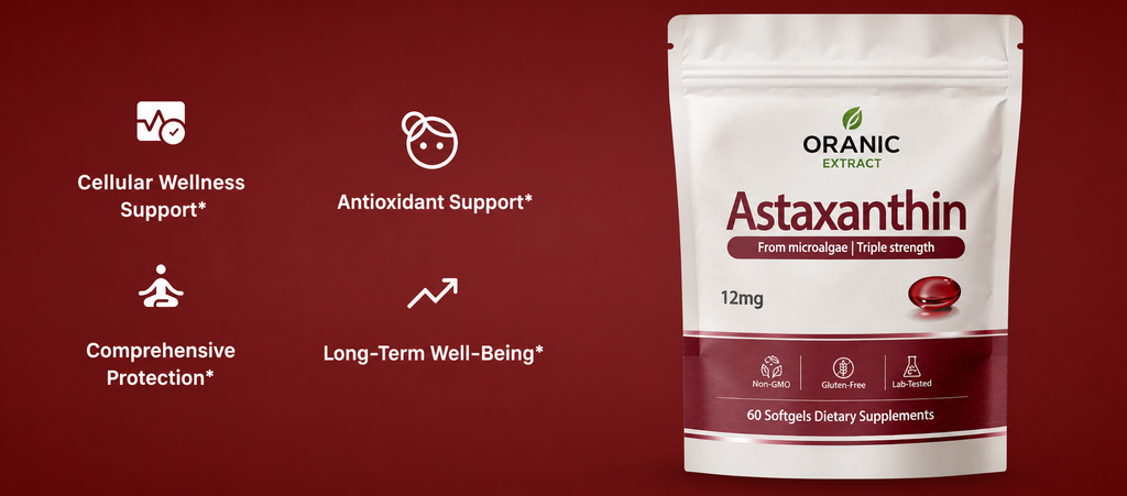 Oranic Extract Astaxanthin - Nature’s Most Powerful Antioxidant for Whole Body Support & Cellular Protection
